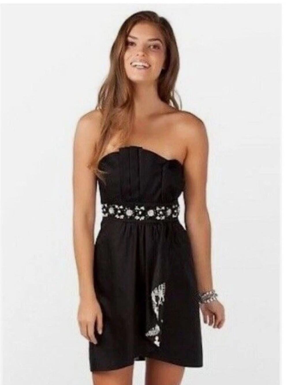 Lilly Pulitzer Crystal Black Late Night Toile Underlay Beaded Waist Dress Size 6